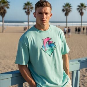 Pink Dolphin OG Diamond Logo Tee - Mint Green Aqua - Rare XL